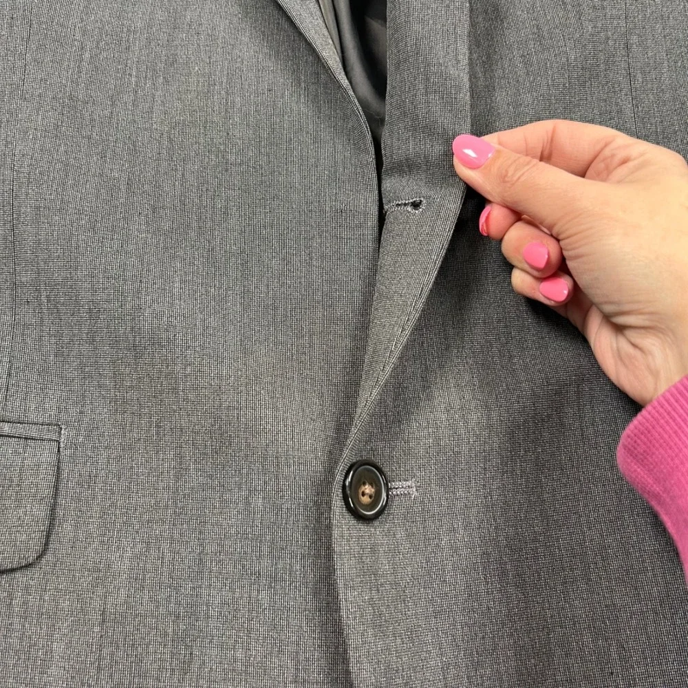 Chaps Mens Suit Jacket Blazer 40R Gray‎ Stretch Two Button Notch Lapel 40 R FLAW